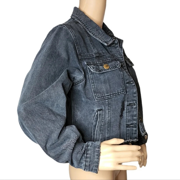 Mono b charcoal distressed jean jacket. - Picture 13 of 17